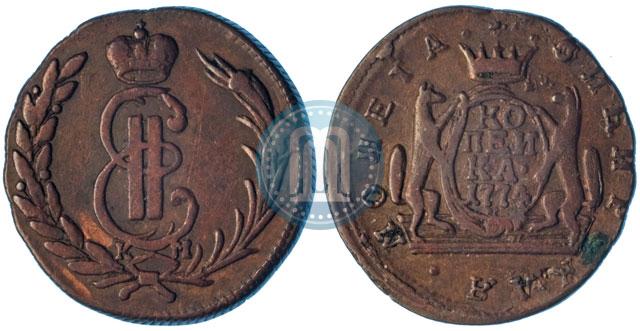 Picture 1 kopeck 1774 year КМ 