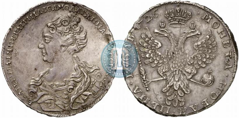 Фото 1 рубль 1726 года  "Московский тип, портрет влево"
