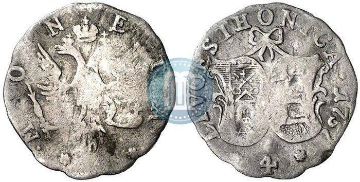 Picture 4 kopecks 1757 year  "For Livonia"