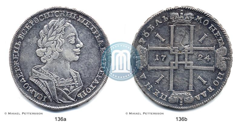 Фото 1 рубль 1724 года  "Портрет в античных доспехах"