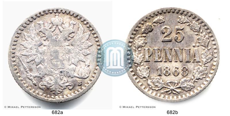 Фото 25 пенни 1868 года S 