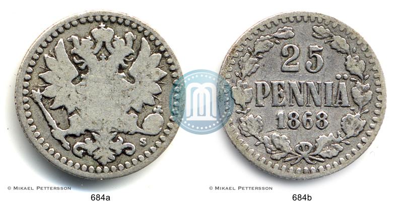 Фото 25 пенни 1868 года S 