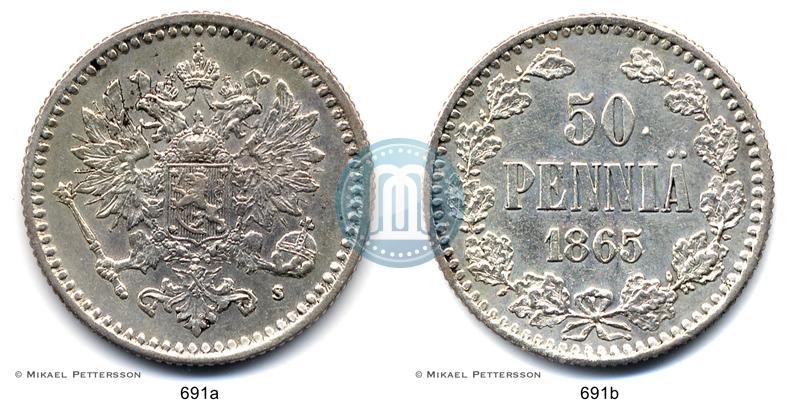 Фото 50 пенни 1865 года S 