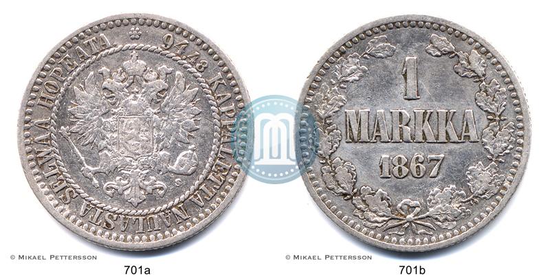 Picture 1 markka 1867 year S 