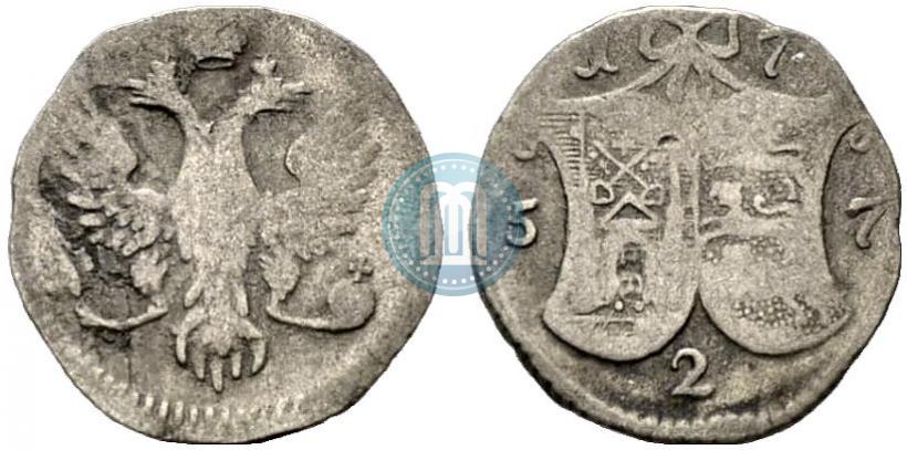 Фото 2 копейки 1757 года  "Ливонез"