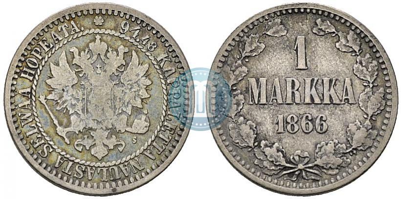 Picture 1 markka 1866 year S 