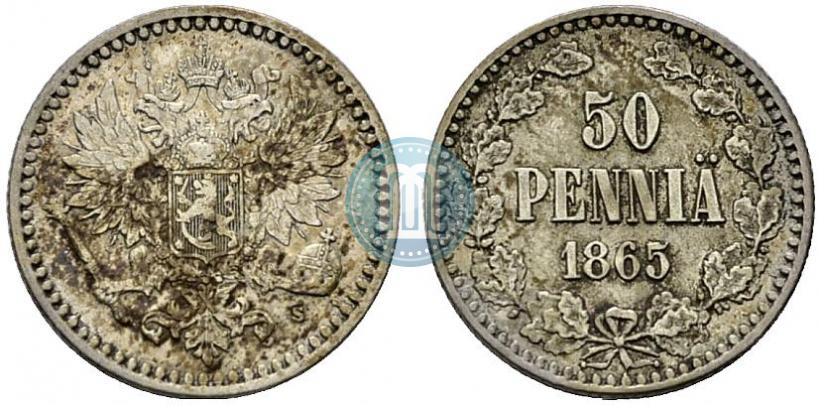 Фото 50 пенни 1865 года S 