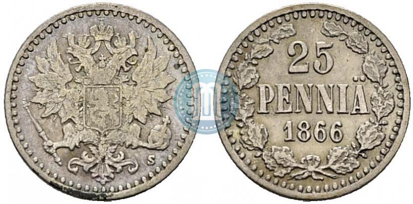 Фото 25 пенни 1866 года S 