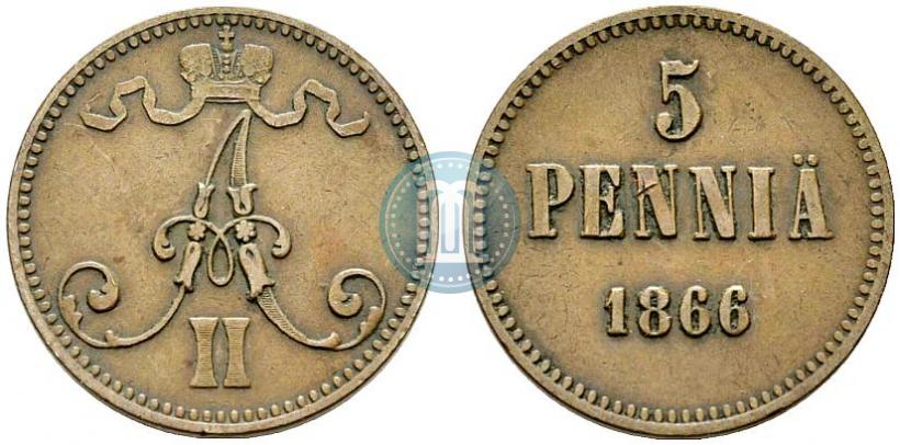 Фото 5 пенни 1866 года  