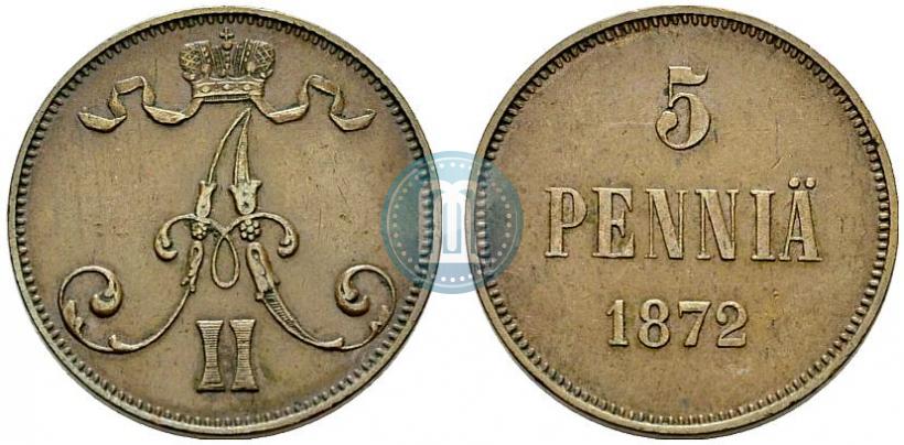 Picture 5 pennia 1872 year  