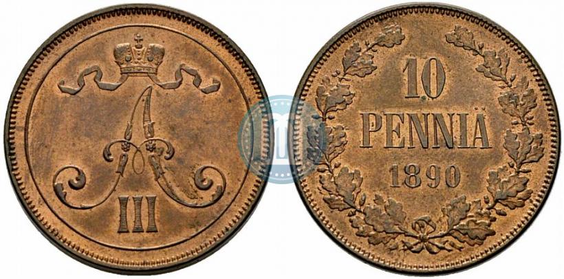 Фото 10 пенни 1890 года  