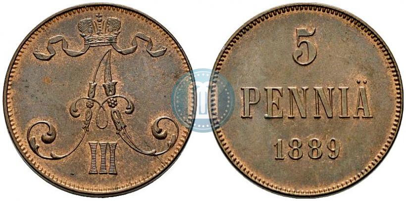 Фото 5 пенни 1889 года  