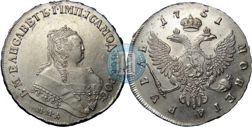 Фото 1 рубль 1751 года ММД 