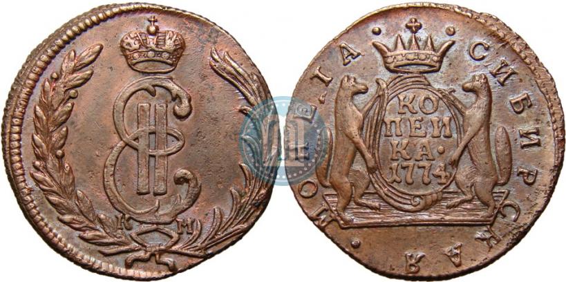 Фото 1 копейка 1774 года КМ 