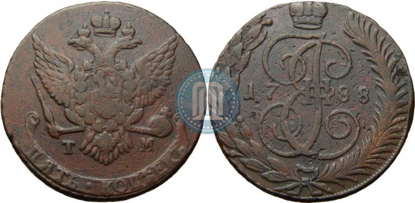 Picture 5 kopecks 1788 year ТМ 