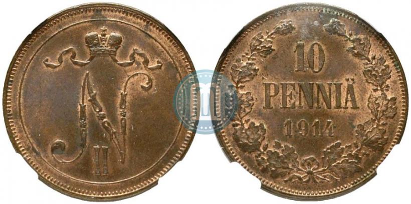 Фото 10 пенни 1914 года  