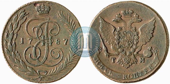 Picture 5 kopecks 1787 year ТМ 