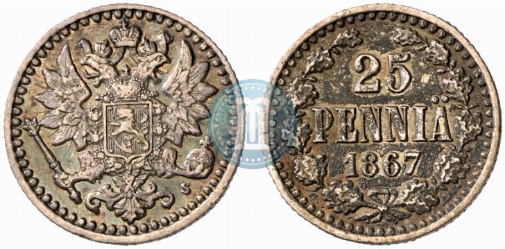 Фото 25 пенни 1867 года S 