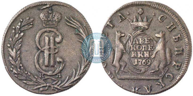 Фото 2 копейки 1769 года КМ 