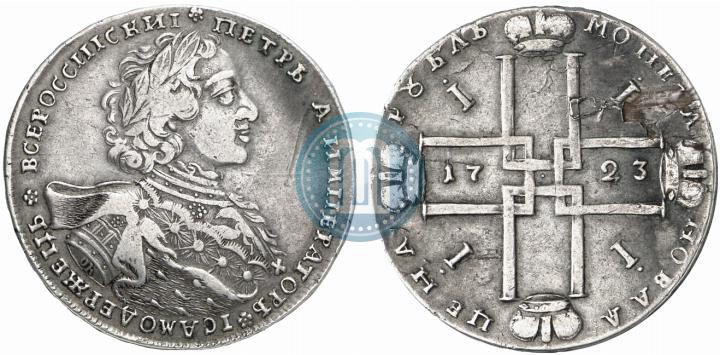 Фото 1 рубль 1723 года OK "Портрет в горностаевой мантии"