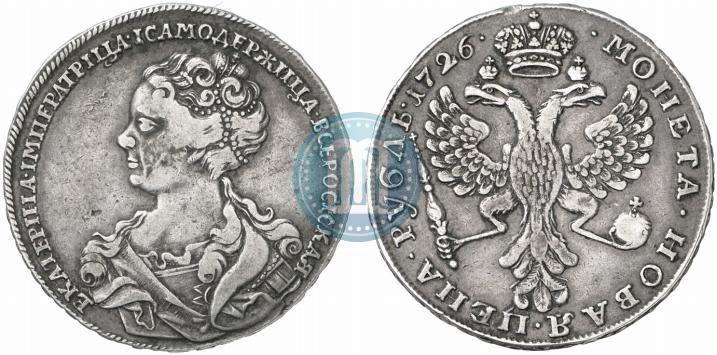 Фото 1 рубль 1726 года  "Московский тип, портрет влево"
