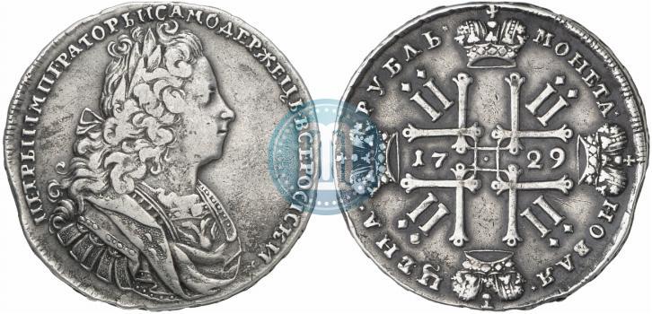 Фото 1 рубль 1729 года  "Тип 1727"