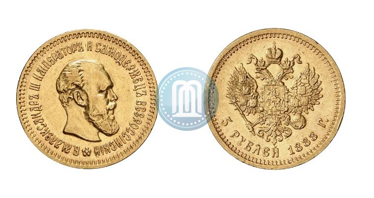Фото 5 рублей 1888 года (АГ) 