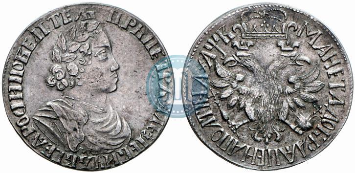 Picture Poltina 1702 year  "Without ribbons near the wreath"