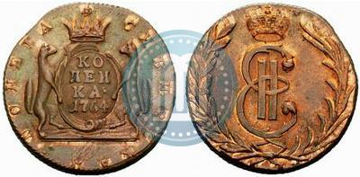 Picture 1 kopeck 1764 year  