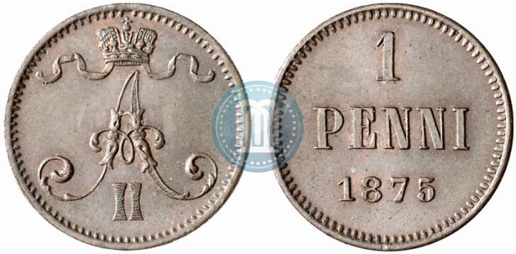 Фото 1 пенни 1875 года  