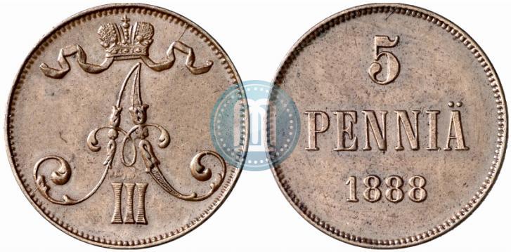 Picture 5 pennia 1888 year  