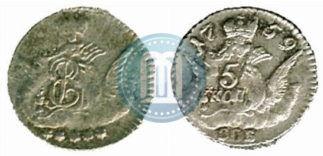 Фото 5 копеек 1759 года СПБ 