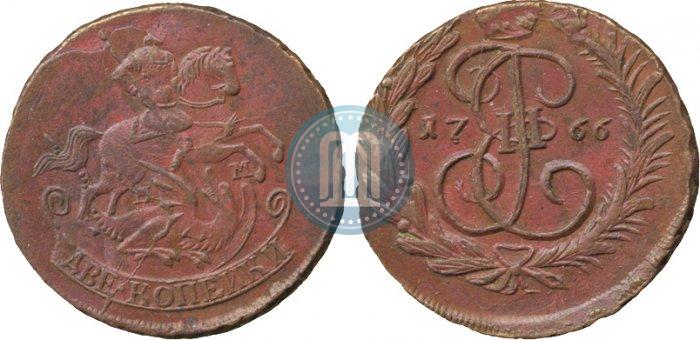 Фото 2 копейки 1766 года ММ 