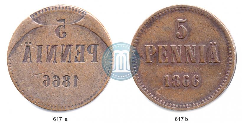 Picture 5 pennia 1866 year  