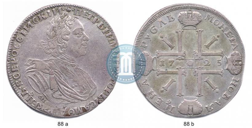 Фото 1 рубль 1725 года СПБ "Солнечный в латах"