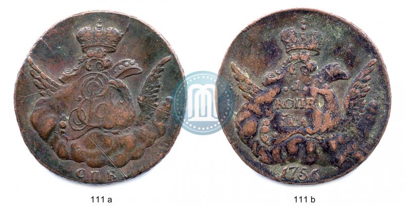 Фото 1 копейка 1756 года СПБ 