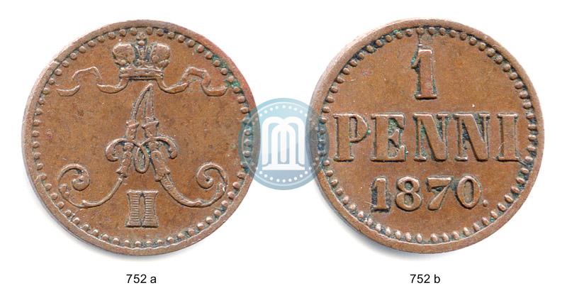 Фото 1 пенни 1870 года  
