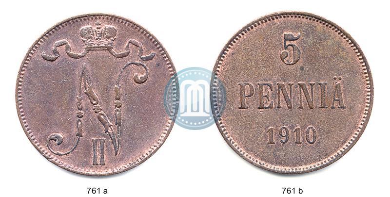 Picture 5 pennia 1910 year  
