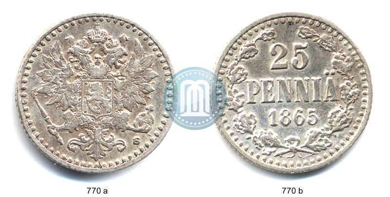 Фото 25 пенни 1865 года S 