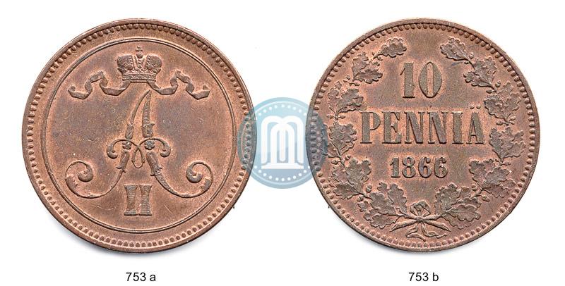 Picture 10 pennia 1866 year  