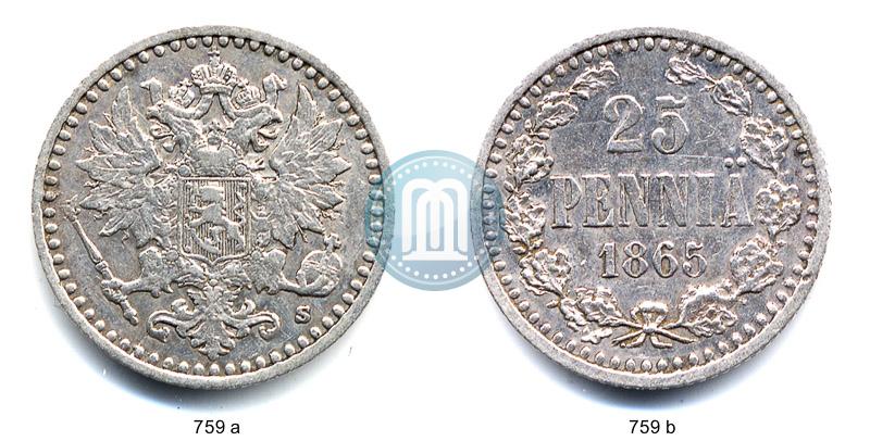 Picture 25 pennia 1865 year S 