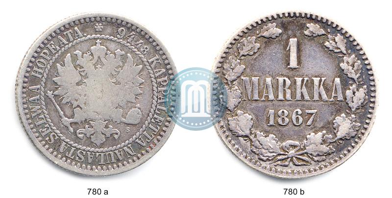 Picture 1 markka 1867 year S 