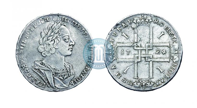 Фото 1 рубль 1724 года  "Портрет в античных доспехах"