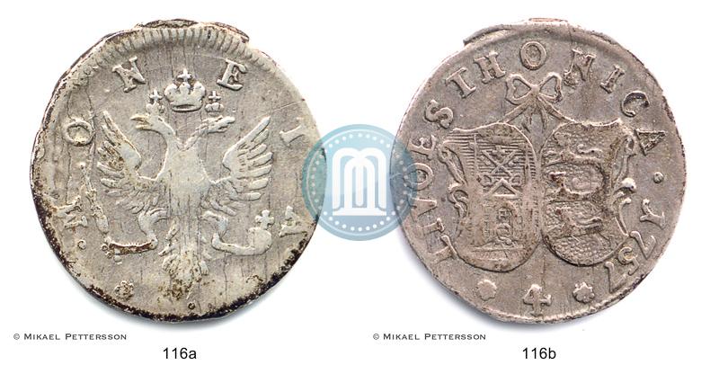 Фото 4 копейки 1757 года  "Ливонез"