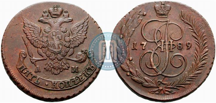 Фото 5 копеек 1789 года АМ 