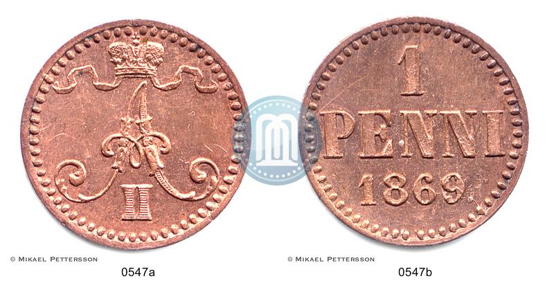 Фото 1 пенни 1869 года  