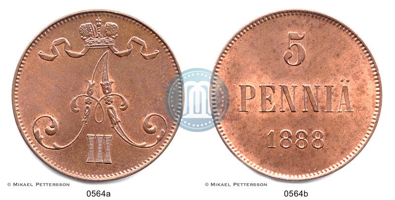 Picture 5 pennia 1888 year  