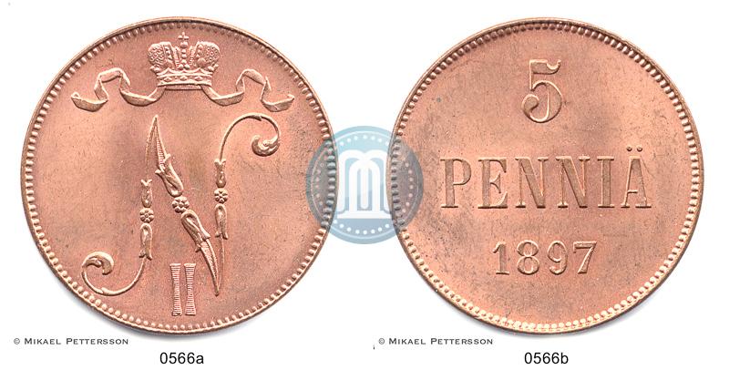 Picture 5 pennia 1897 year  