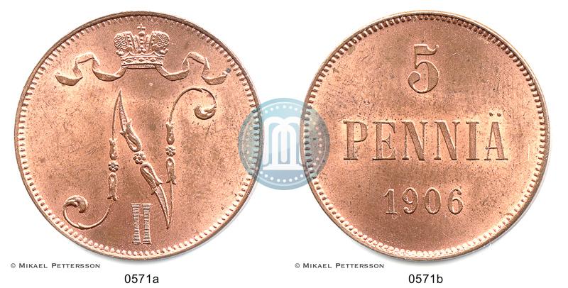 Picture 5 pennia 1906 year  