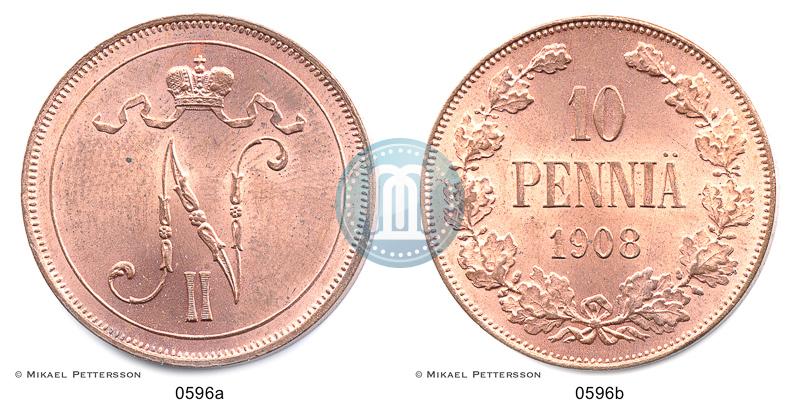 Picture 10 pennia 1908 year  